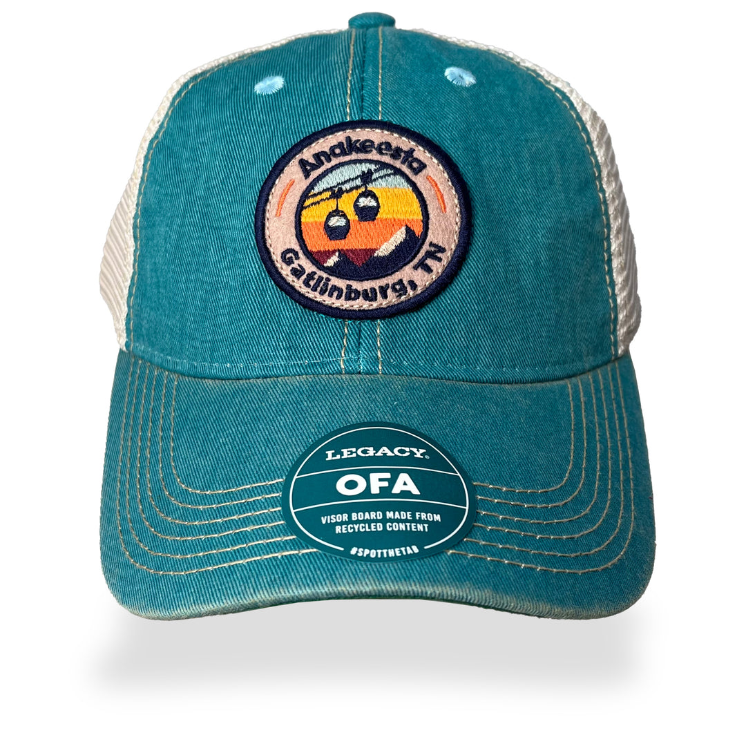 Retro Ski Hat Aqua Blue Trucker